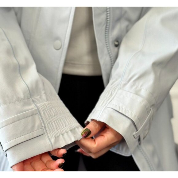 New ATHLETA 2X RainOut Sutro Long Trench in Snowfall Blue - Picture 11 of 11